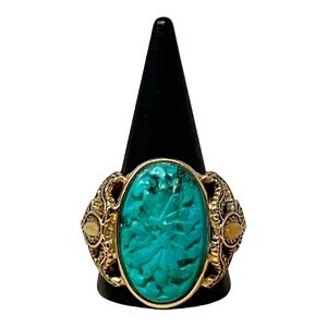 Vintage Barse Sterling Silver Yellow Gold Overlay Band Ring Oval Bezel Set